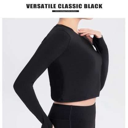 Sports Yoga Wear Women'S Loose Slimming Blouse And Quick-Drying Sportswear Solid Color Long-Sleeved Yoga Wear With Hollow Back