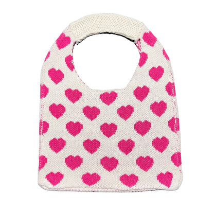 Cute Love Color Block Knit Shoulder Bag
