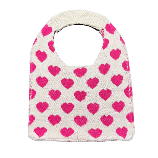 Cute Love Color Block Knit Shoulder Bag