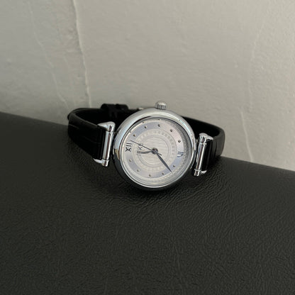 Luxury Round Leather Strap Quartz Watch