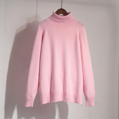 Chic High Neck Sweater Casual Pullover Solid Color