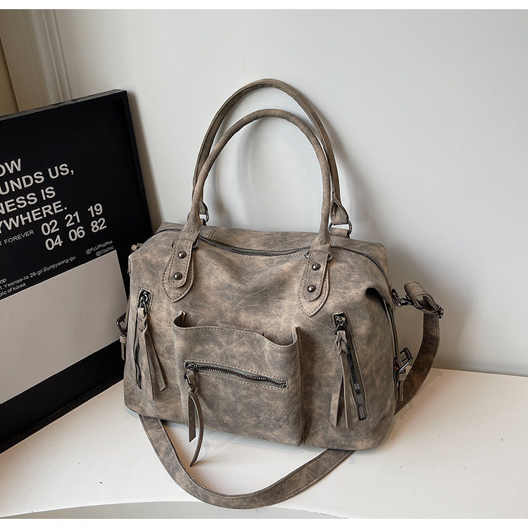 Large Capacity Retro Tote Bag Stylish Crossbody Handbag