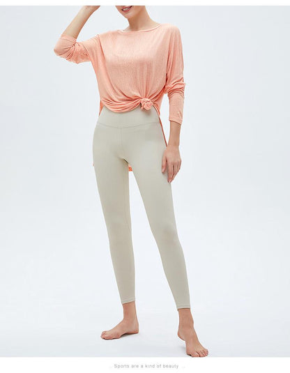 Sports Blouse Women'S Long-Sleeved Loose Fitness Top Quick-Drying Double-Sided Slits To Cover The Meat And Thin Yoga Clothes