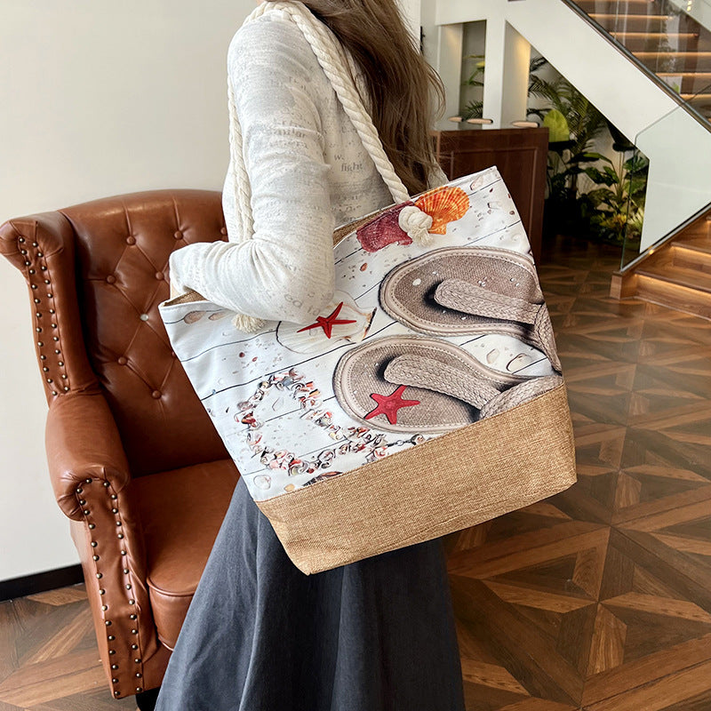 Spacious Beach Tote Bag Fashionable Travel Shoulder Bag