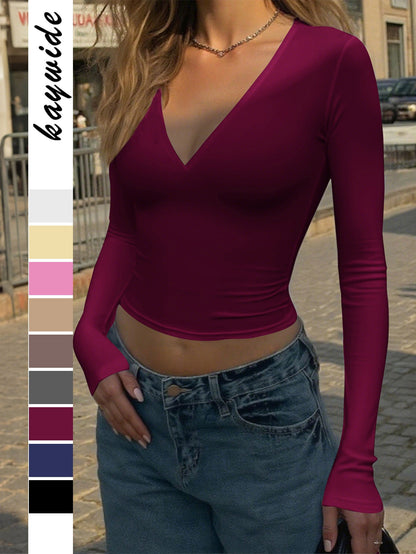 Fitted Long Sleeve Tank Top for Women - Solid Colors