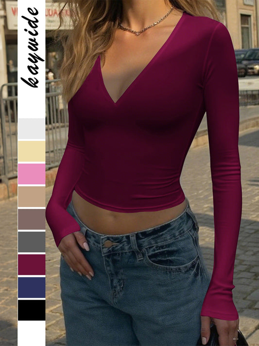 Fitted Long Sleeve Tank Top for Women - Solid Colors
