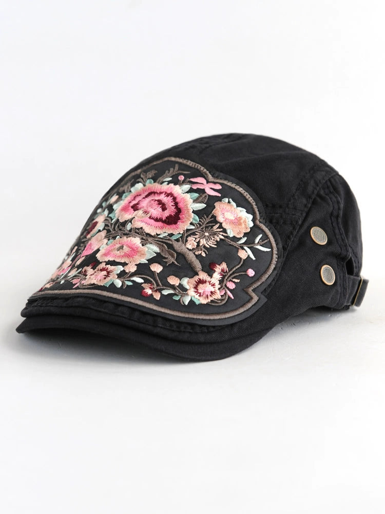 New Embroidered National Style Hat Women'S Spring Summer And Autumn Breathable Cap Fashion Versatile Beret Women'S Forward Hat Women'S Hat