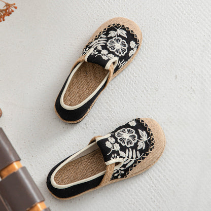 Casual One-Pedal Women'S Shoes, The Original Craft Embroidered Light-Mouth Single Shoes