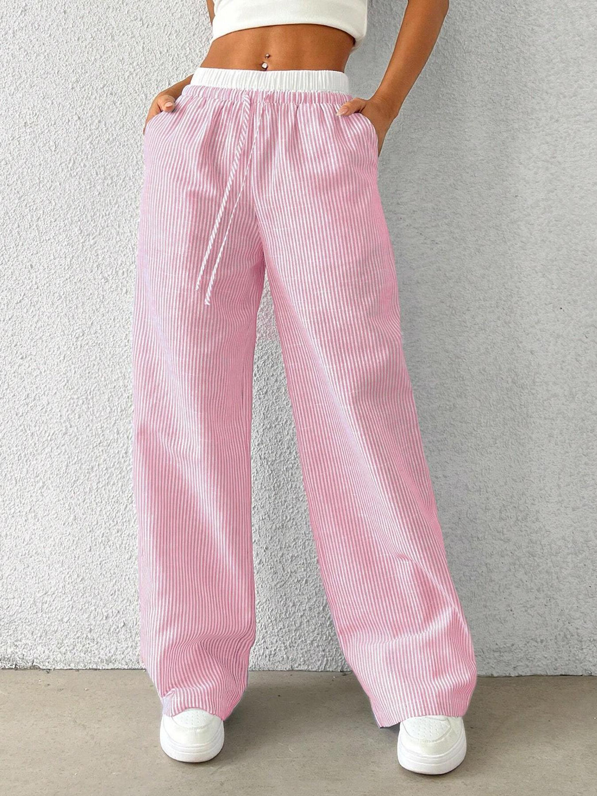 Trendy Striped Loose Wide-Leg Pants