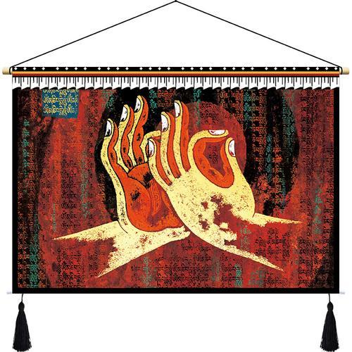 Customized Tibetan Fabric Tapestry Tibet Hanging Cloth Homestay Decoration Hotel Restaurant Living Room Bedroom Bedside Cloth Painting Tapestry
