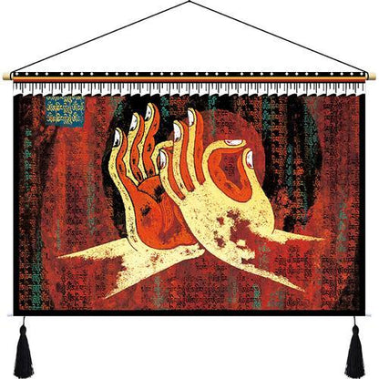 Customized Tibetan Fabric Tapestry Tibet Hanging Cloth Homestay Decoration Hotel Restaurant Living Room Bedroom Bedside Cloth Painting Tapestry