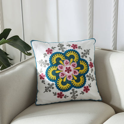 Towel Embroidered Cushion Cover Pillow Cover 45X45 Cotton Canvas Backrest Sofa Fresh Nordic Fashion