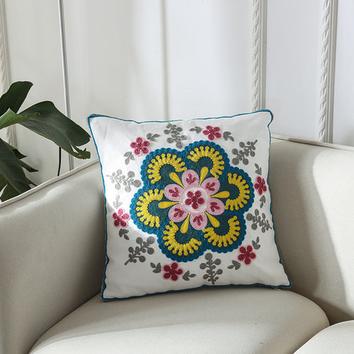 Towel Embroidered Cushion Cover Pillow Cover 45X45 Cotton Canvas Backrest Sofa Fresh Nordic Fashion