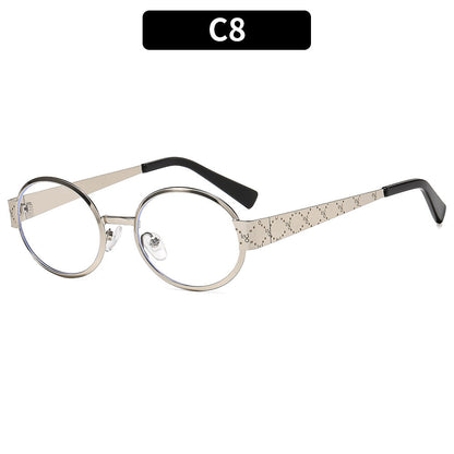 Trendy Metal Oval Sunglasses Stylish UV400 Protection