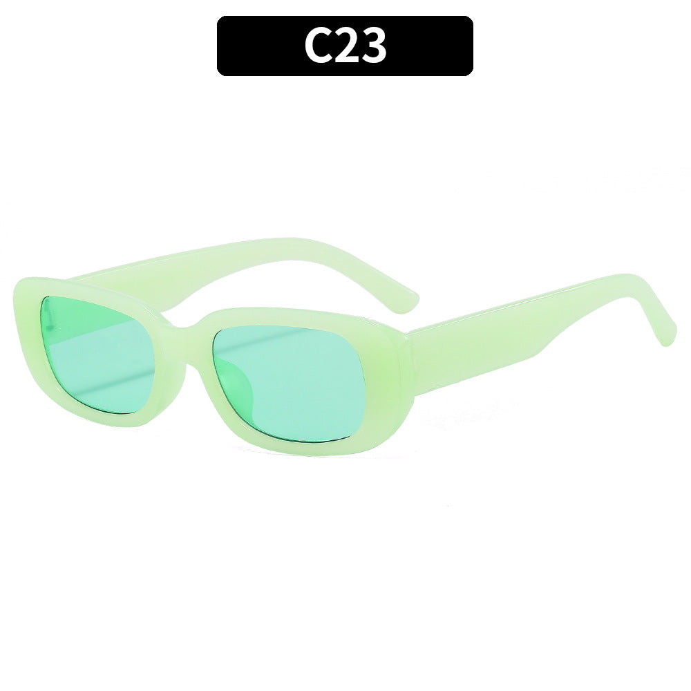 Trendy Square Frame Sunglasses Pink Lens Stylish Women's Eyewear
