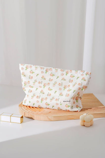 Cute Flower Printed Cotton Makeup Bag