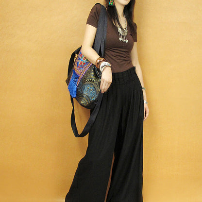 Original Ethnic Style, National Fashion, Retro Literature And Art Embroidery Tassel Single Shoulder Messenger Bag, Large Capacity Travel Cowboy Bag