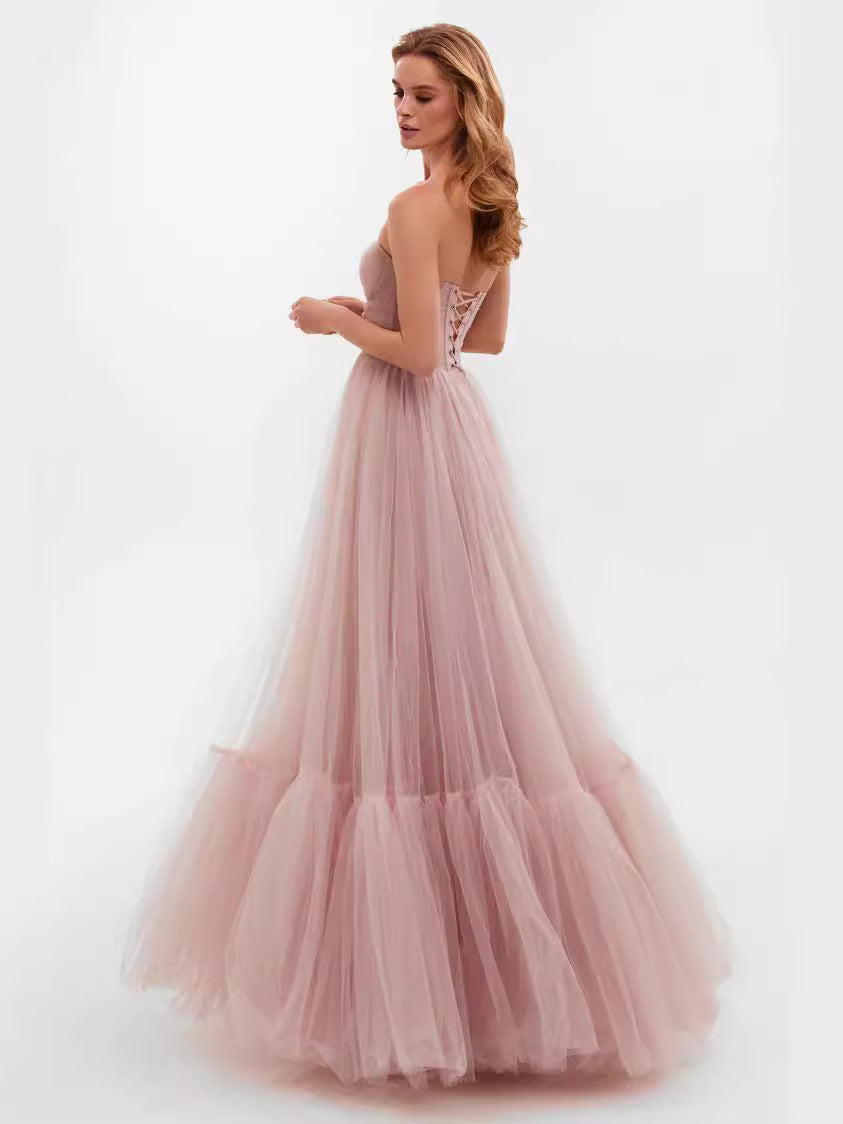Elegant Off-The-Shoulder Mesh Long Sleeve Wedding Dress