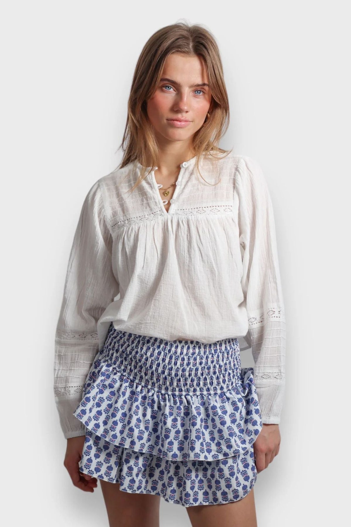 Striped Ruffle Layer Hem Casual Mini Skirts