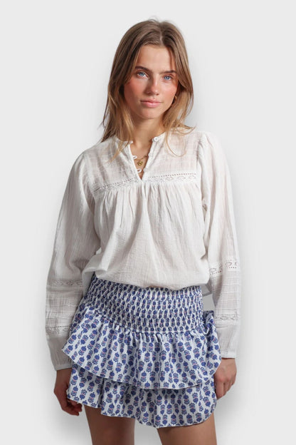 Striped Ruffle Layer Hem Casual Mini Skirts