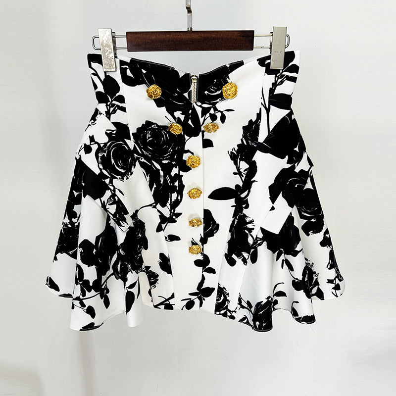 Fashion Tulip Waist Floral Print Skirt Set