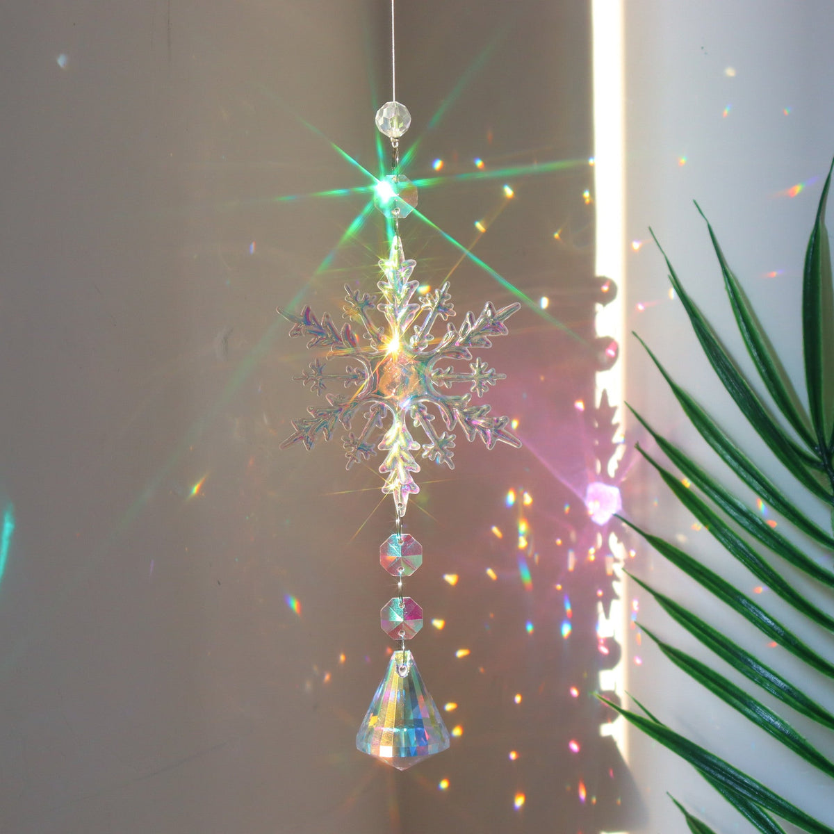 3+ Colorful Snowflake Crystal Suncatcher Hangings