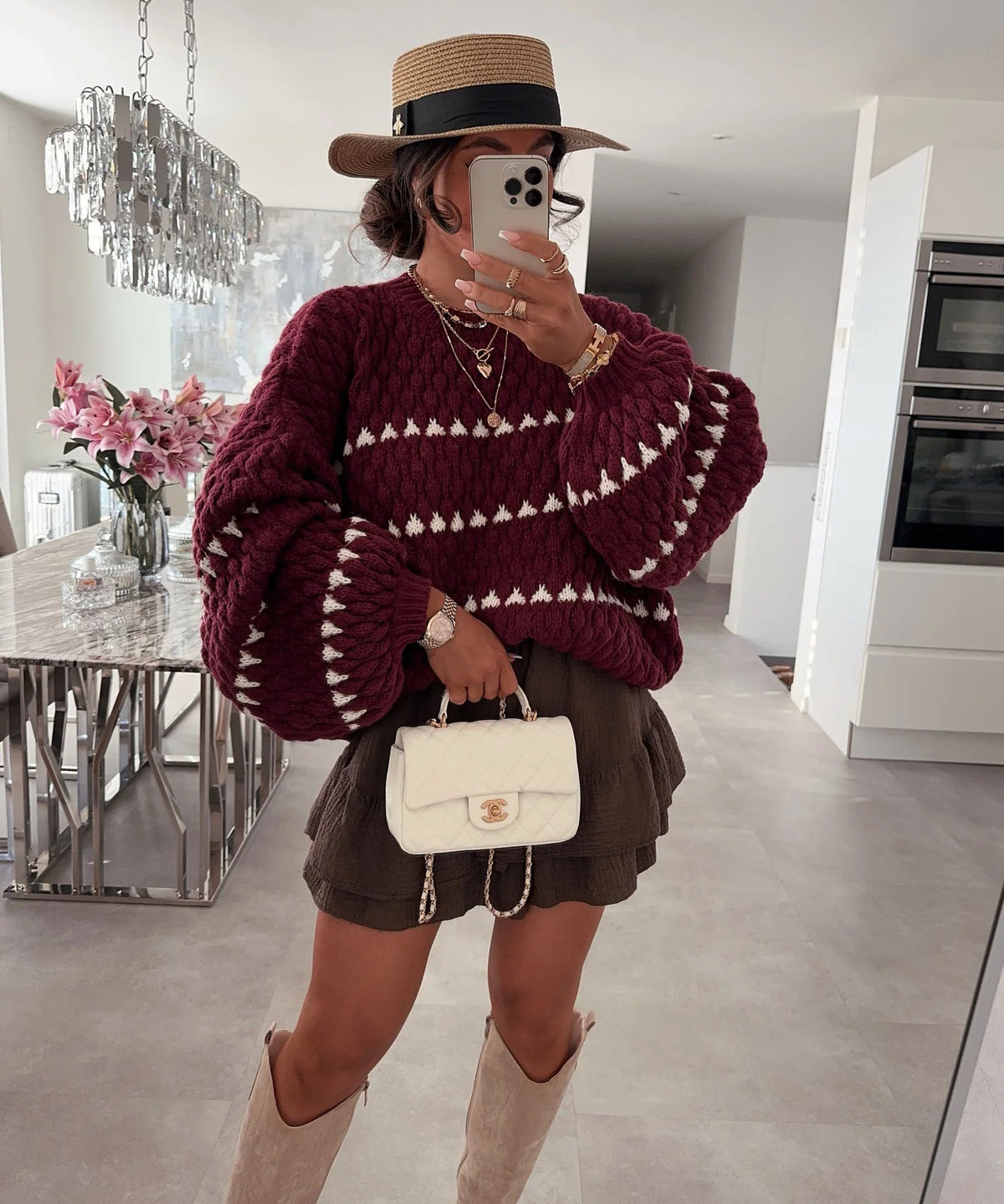 Autumn And Winter New Sweater Thick Needle Loose Plus Size Twist Striped Crew Neck Jumper Women