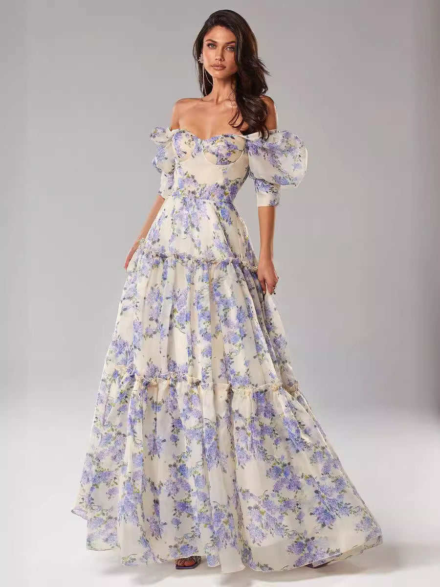 Off-Shoulder Chiffon Long Evening Dress For Women