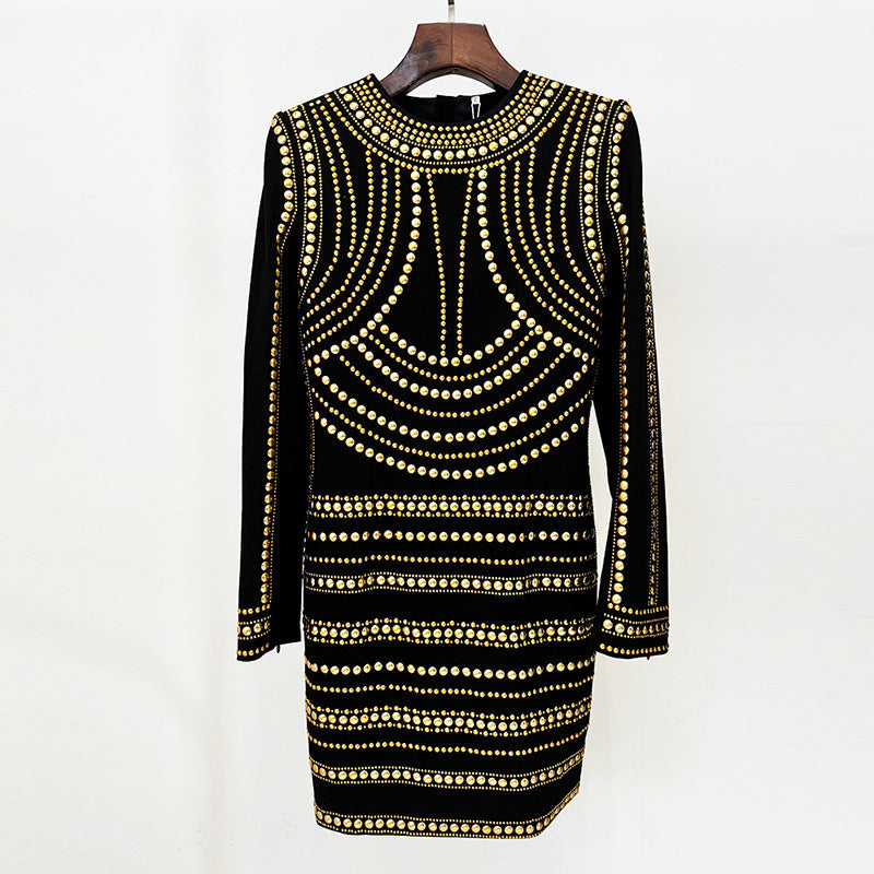 Floral Cotton Dress With Gold Foil Detailing
