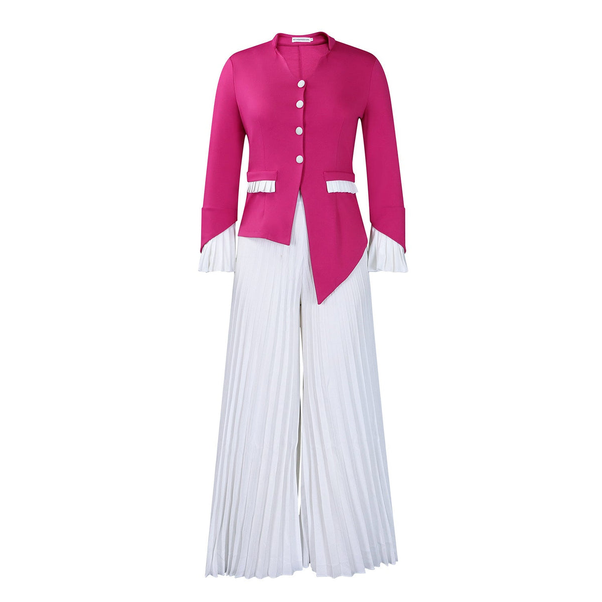 Fashionable Bell Sleeve Top And Wide Leg Pants Set
