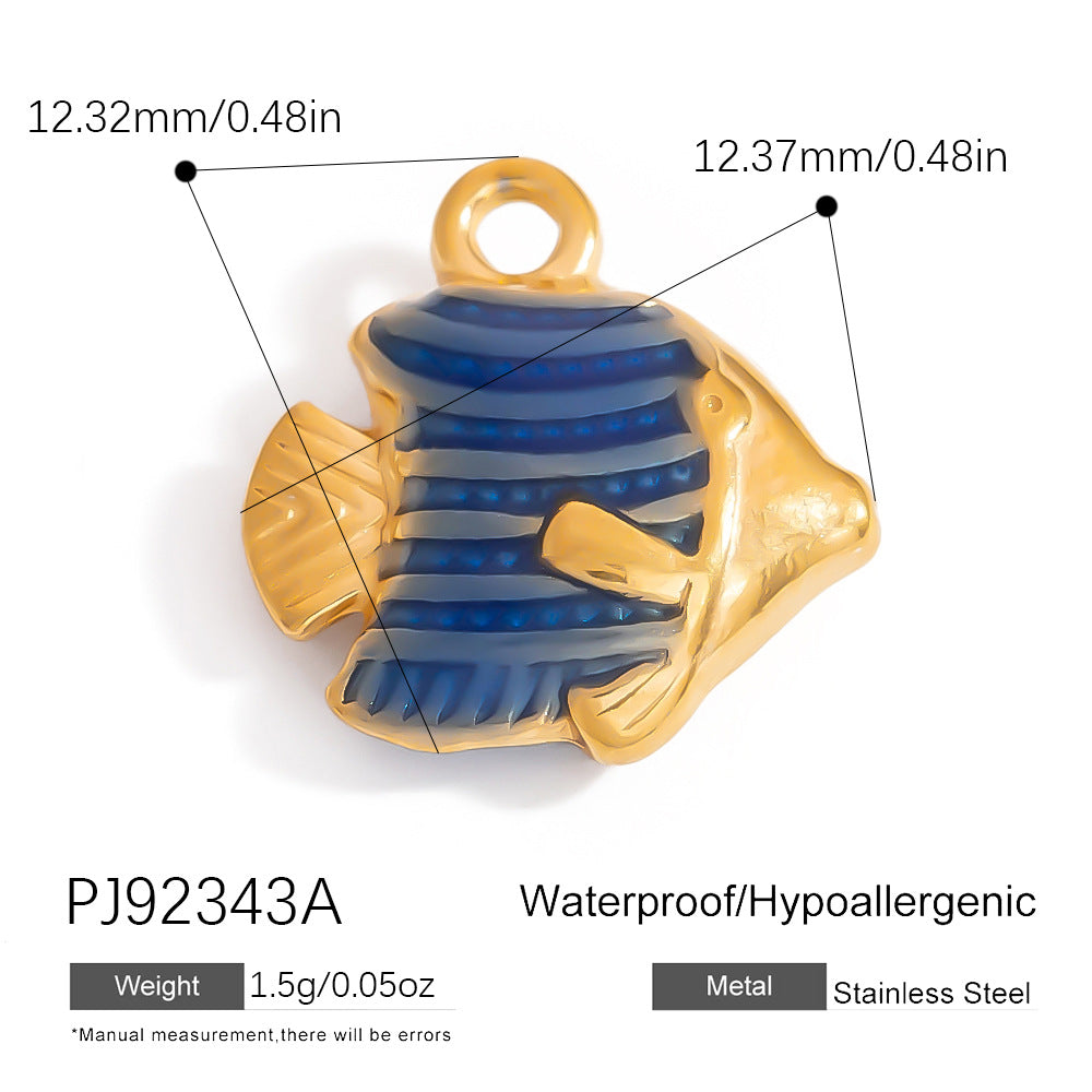 Stylish Ocean-Themed Stainless Steel DIY Pendant Heart Fish Charm