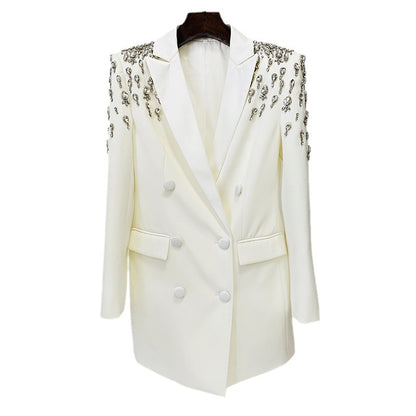 Fashionable Handmade Beaded Long Blazer