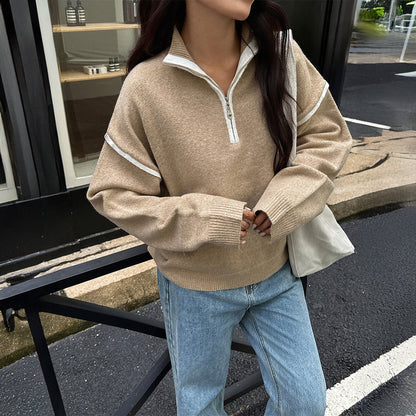 Casual Solid Color Long Sleeve Sweater for Women