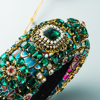 Baroque Wide Headband with Rhinestones for Women