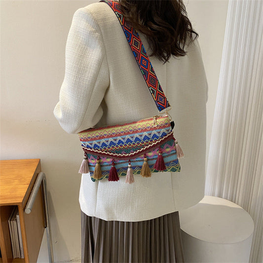 Artistic Bohemian Fringe Tote Bag Stylish Crossbody Purse