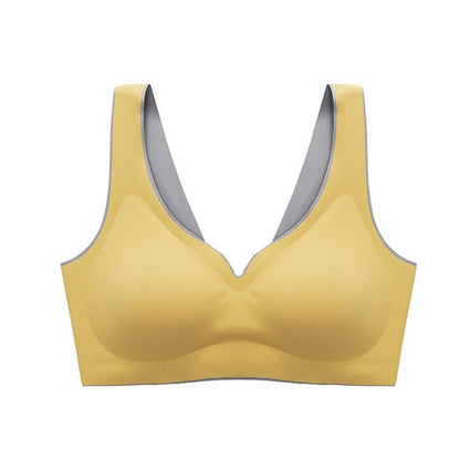 Solid Color Latex Underwear With One-Piece Contrasting Color And Beautiful Back, No Rims, Comfortable Buckles, Comfortable Vest Bra Women.