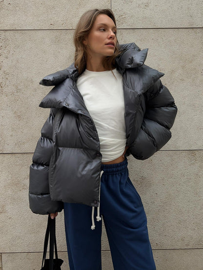 Trendy Hooded Cotton Puffer Jacket Casual Streetwear