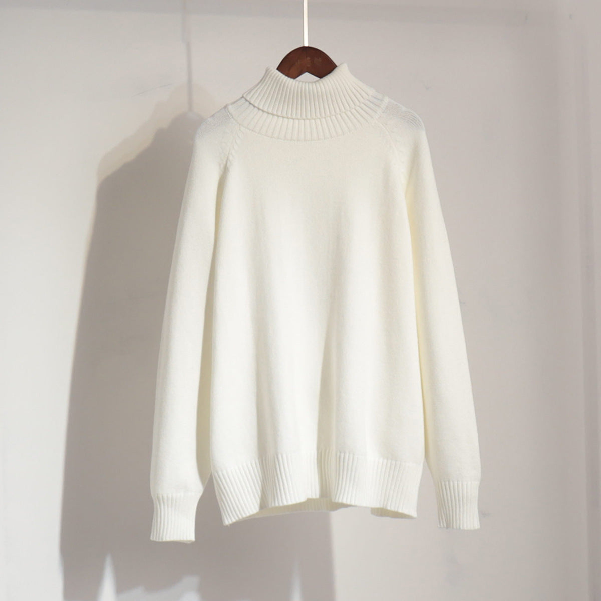 Chic High Neck Sweater Casual Pullover Solid Color