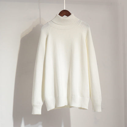 Chic High Neck Sweater Casual Pullover Solid Color