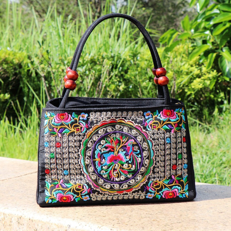 Ethnic Style Bag With Double-Sided Embroidery And Canvas Small Bag For Women'S Double-Layer Handbag Casual Trend Retro