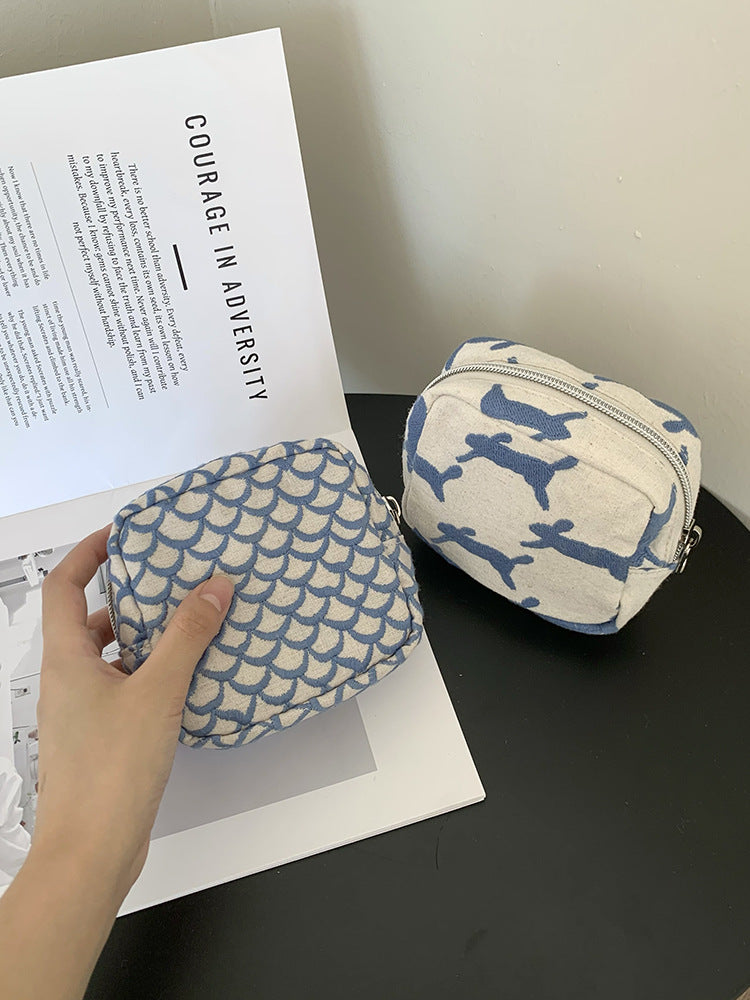 Embroidered Coin Purse Minimalist Cosmetic Bag