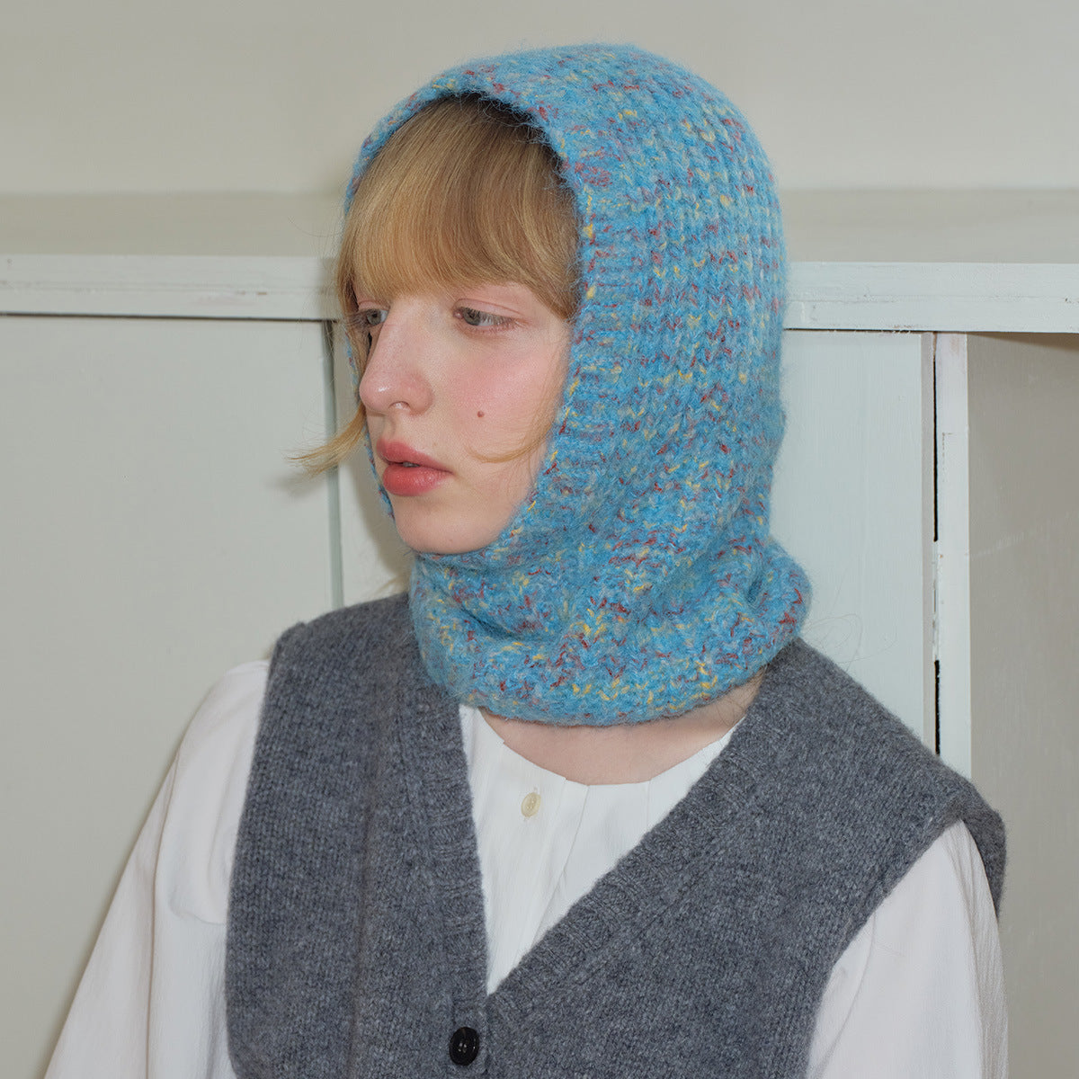 Handmade Wool Blend Colorful Pointed Balaclava Hat