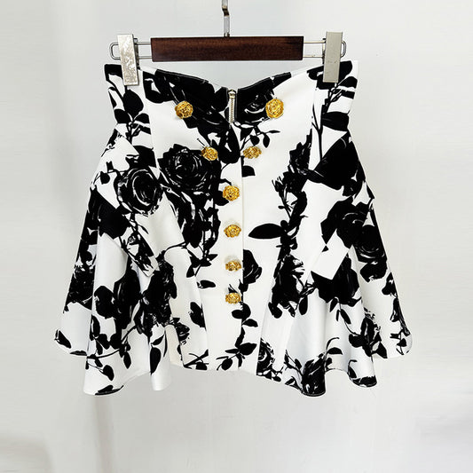 Fashion Tulip Waist Floral Print Skirt Set