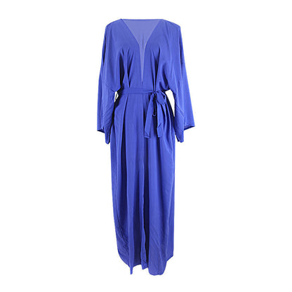 New Cotton Loose Long Cardigan Beach Sun Protection Jacket Beach Vacation Bikini Cover Up Swimsuit For Women'S Outerwear