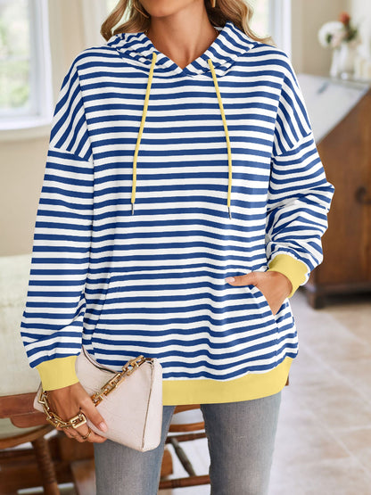 Color Block Striped Hooded Hoodies