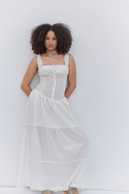 New Lazy Resort Style Pleated Front Cuff Design Extra-Long Dress Goddess Skirt Swing Skirt