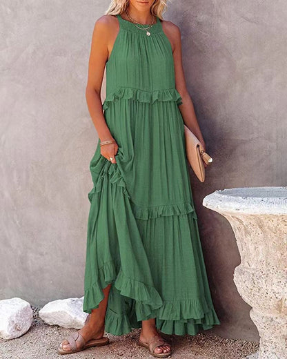 Summer Dress New Irregular Cake Skirt Sleeveless Long Mopping Skirt Holiday Dress Women