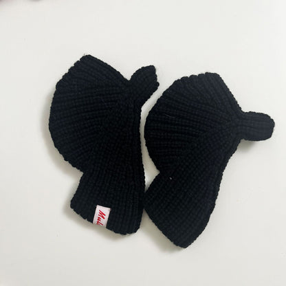 Solid Color Fingerless Touchscreen Knit Gloves