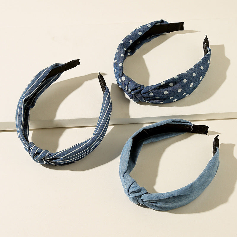 Vintage Demin Stripe Knot Headband