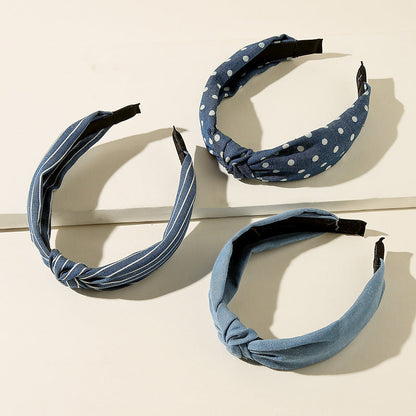 Vintage Demin Stripe Knot Headband